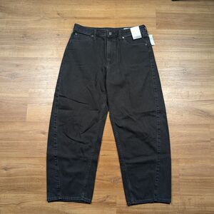 GAP High Rise Barrel Leg Jeans Women's Size 31 Short Black No Stretch Wide NWT